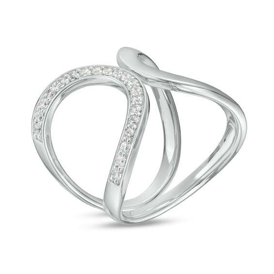 1/3 CT. T.w. Diamond Curved Open Ring Sterling Silver - Size 7