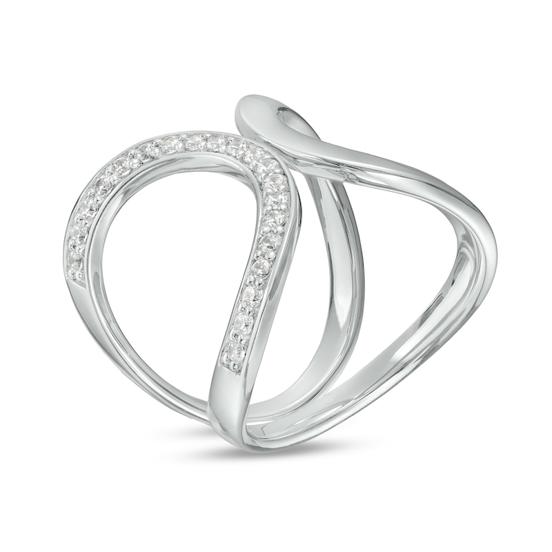 Main Image 3 of 1/3 CT. T.W. Diamond Curved Open Ring Sterling Silver - Size 7