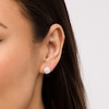 Thumbnail Image 2 of 1/2 CT. T.W. Multi-Diamond Flower Frame Stud Earrings in 10K White Gold