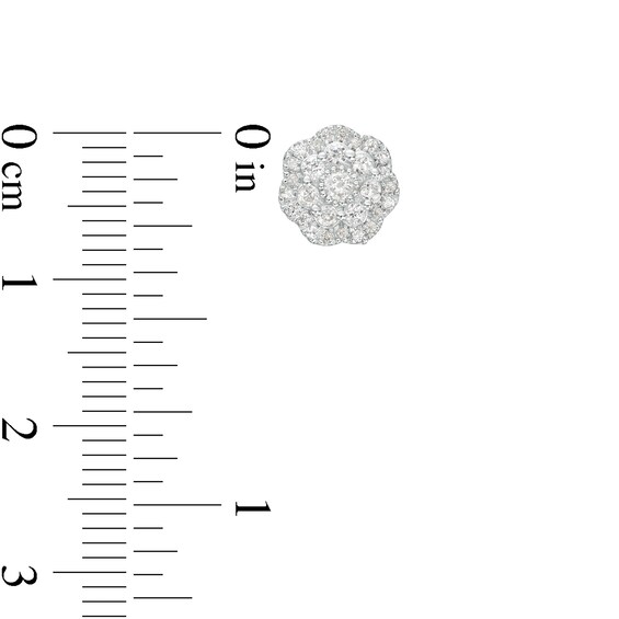 1/2 CT. T.w. Multi-Diamond Flower Frame Stud Earrings in 10K White Gold