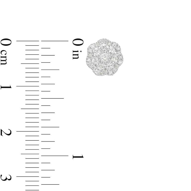 Main Image 3 of 1/2 CT. T.W. Multi-Diamond Flower Frame Stud Earrings in 10K White Gold