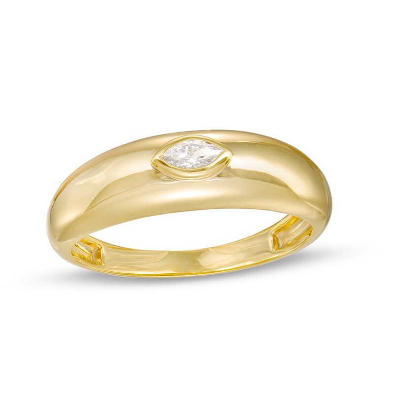 Main Image 1 of 1/10 CT. Marquise Diamond Solitaire Dome Band in 10K Gold