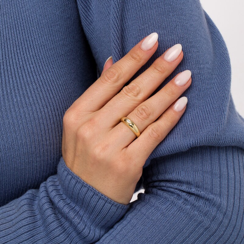Main Image 2 of 1/10 CT. Marquise Diamond Solitaire Dome Band in 10K Gold