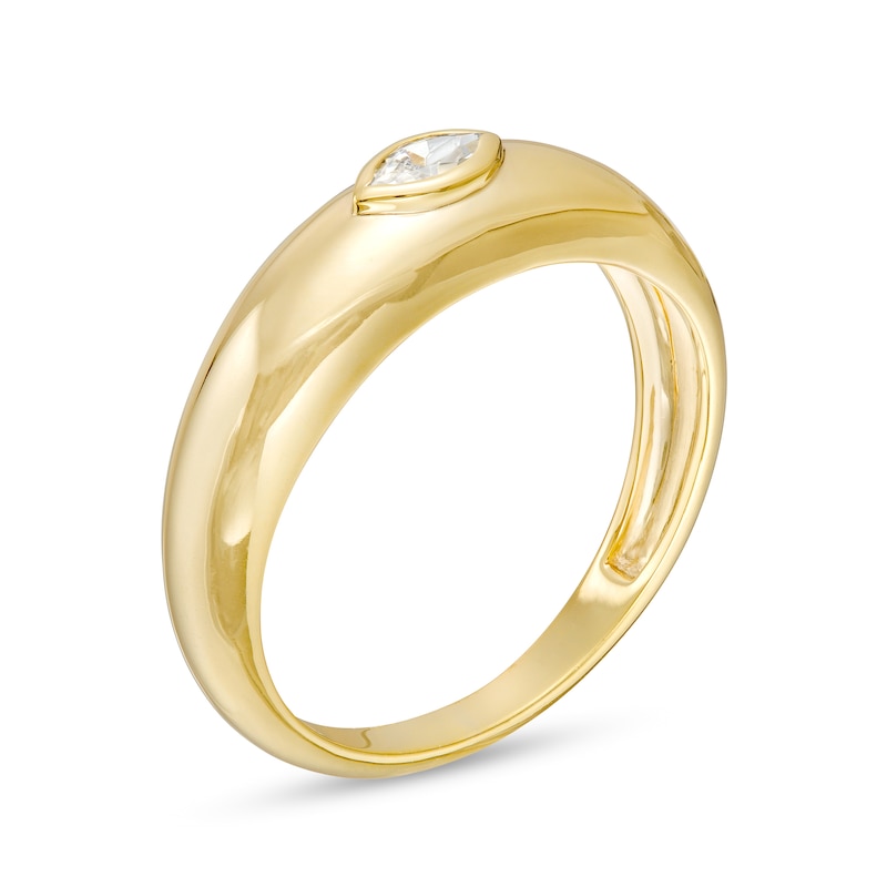 Main Image 3 of 1/10 CT. Marquise Diamond Solitaire Dome Band in 10K Gold
