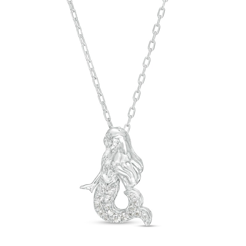 Main Image 1 of 1/15 CT. T.W. Diamond Mermaid Pendant in Sterling Silver