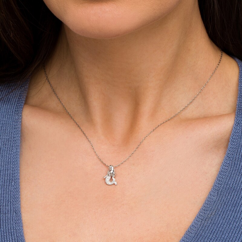 Main Image 2 of 1/15 CT. T.W. Diamond Mermaid Pendant in Sterling Silver