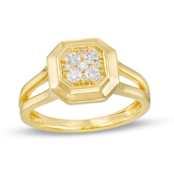 1/4 CT. T.w. Diamond Octagon Frame Split Shank Ring in 10K Gold