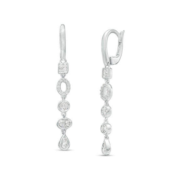 3/8 CT. T.w. Diamond Multi-Shaped Dangle Drop Earrings in 10K White Gold