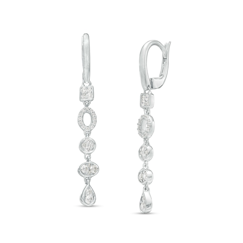 3/8 CT. T.W. Diamond Multi-Shaped Dangle Drop Earrings in 10K White Gold