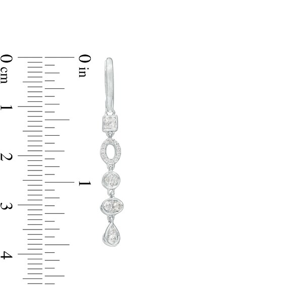 3/8 CT. T.w. Diamond Multi-Shaped Dangle Drop Earrings in 10K White Gold