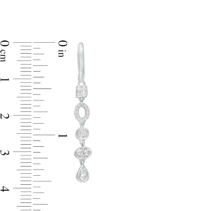 3/8 CT. T.W. Diamond Multi-Shaped Dangle Drop Earrings in 10K White Gold