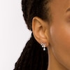Thumbnail Image 2 of 1/3 CT. T.W. Diamond Multi-Shaped Curved Bar Dangle Drop Earrings in 10K White Gold