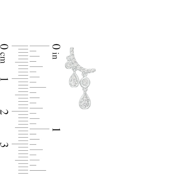 1/3 CT. T.w. Diamond Multi-Shaped Curved Bar Dangle Drop Earrings in 10K White Gold
