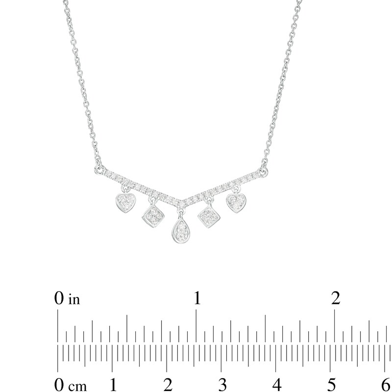 1/3 CT. T.W. Diamond Multi-Shaped Chevron Dangle Necklace in 10K White Gold