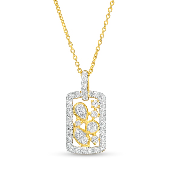 1/2 CT. T.w. Diamond Cluster Rectangle Frame Pendant in 10K Gold