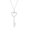 Thumbnail Image 0 of 1/4 CT. T.W. Diamond Heart-Top Key Pendant in 10K White Gold