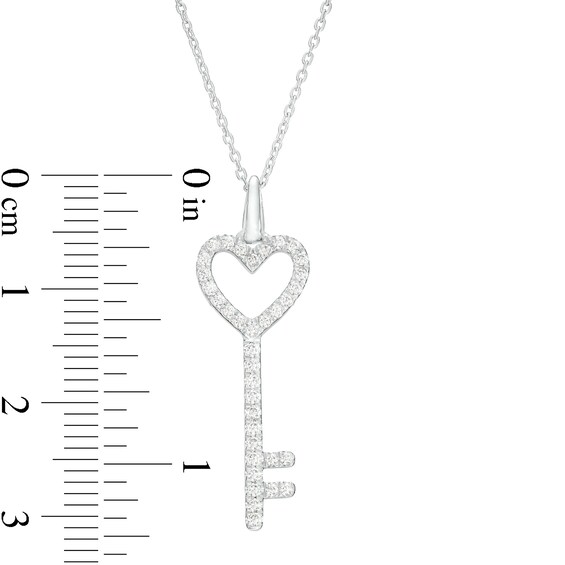 1/4 CT. T.w. Diamond Heart-Top Key Pendant in 10K White Gold