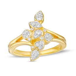 1/3 CT. T.W. Diamond Multi-Shaped Linear Cluster Split Shank Ring in 10K Gold