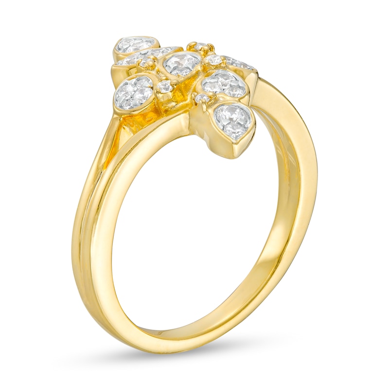 Main Image 3 of 1/3 CT. T.W. Diamond Multi-Shaped Linear Cluster Split Shank Ring in 10K Gold