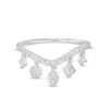 Thumbnail Image 1 of 3/8 CT. T.W. Diamond Multi-Shaped Dangle Curved Ring in 10K White Gold