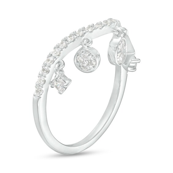 3/8 CT. T.w. Diamond Multi-Shaped Dangle Curved Ring in 10K White Gold