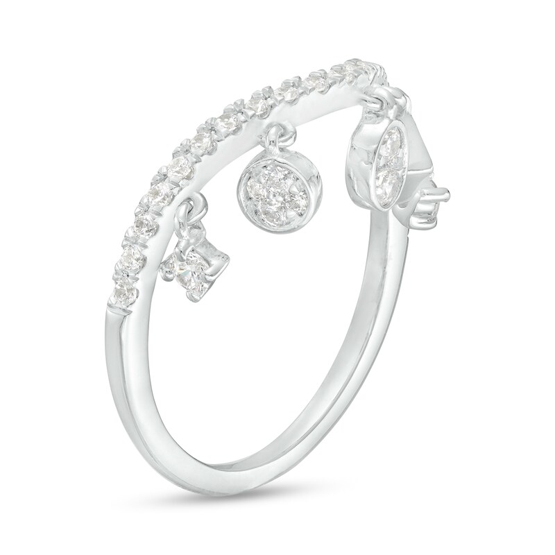 Main Image 3 of 3/8 CT. T.W. Diamond Multi-Shaped Dangle Curved Ring in 10K White Gold