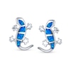 Thumbnail Image 2 of Blue Lab-Created Opal Inlay Gecko Stud Earrings in Sterling Silver