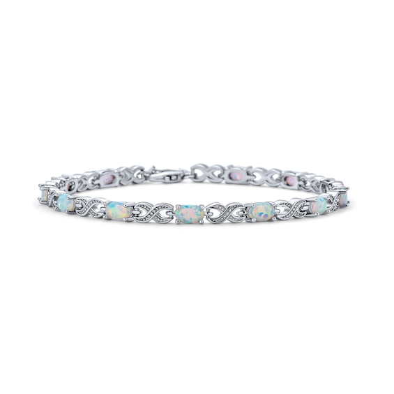 Lab-Created Opal and Infinity Alternating Link Line Bracelet in Sterling Silver - 7.5"