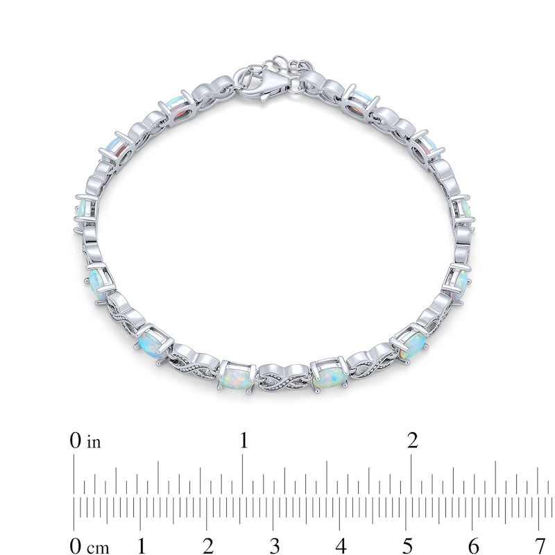 Main Image 3 of Lab-Created Opal and Infinity Alternating Link Line Bracelet in Sterling Silver - 7.5"