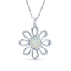 Thumbnail Image 1 of Lab-Created Opal Daisy Pendant in Sterling Silver