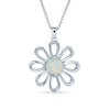 Thumbnail Image 0 of Lab-Created Opal Daisy Pendant in Sterling Silver