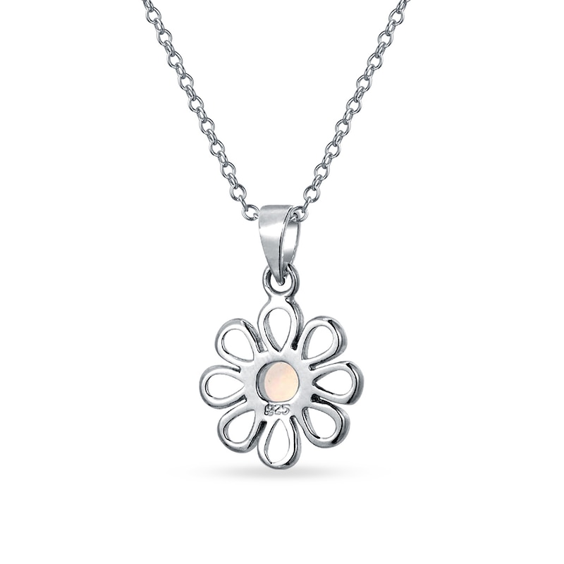 Main Image 2 of Lab-Created Opal Daisy Pendant in Sterling Silver