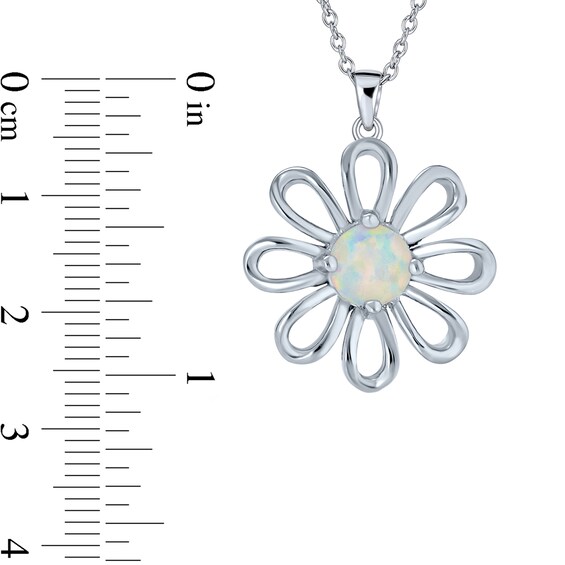 Lab-Created Opal Daisy Pendant in Sterling Silver