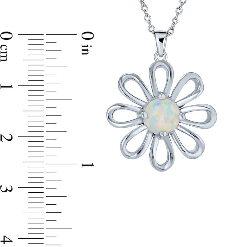 Main Image 3 of Lab-Created Opal Daisy Pendant in Sterling Silver