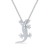 Thumbnail Image 2 of Blue Lab-Created Opal Inlay Gecko Pendant in Sterling Silver
