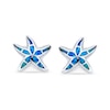 Thumbnail Image 2 of Blue Lab-Created Opal Inlay Starfish Stud Earrings in Sterling Silver