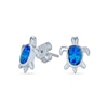 Thumbnail Image 1 of Blue Lab-Created Opal Inlay Sea Turtle Stud Earrings in Sterling Silver