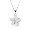 Thumbnail Image 1 of Lab-Created Opal Inlay Plumeria Pendant in Sterling Silver