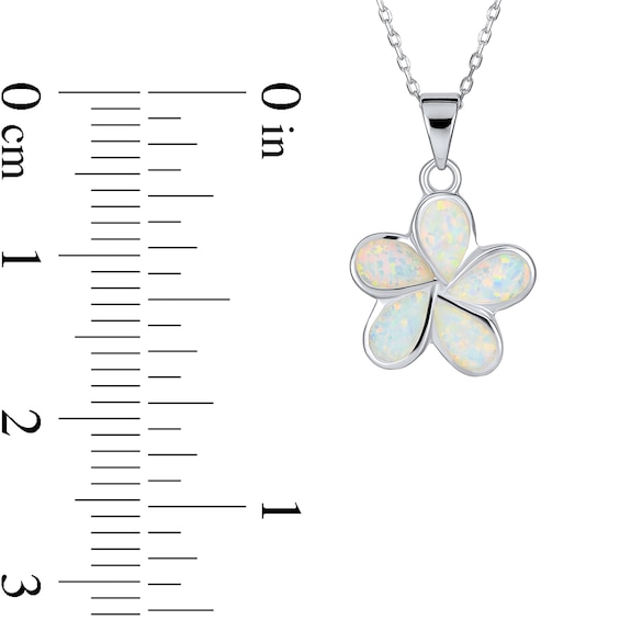 Lab-Created Opal Inlay Plumeria Pendant in Sterling Silver