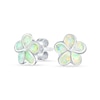 Thumbnail Image 1 of Lab-Created Opal Inlay Plumeria Stud Earrings in Sterling Silver