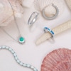 Thumbnail Image 3 of Blue Lab-Created Opal Inlay Three Stone Band in Sterling Silver