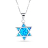 Thumbnail Image 1 of Blue Lab-Created Opal Inlay Star of David Pendant in Sterling Silver