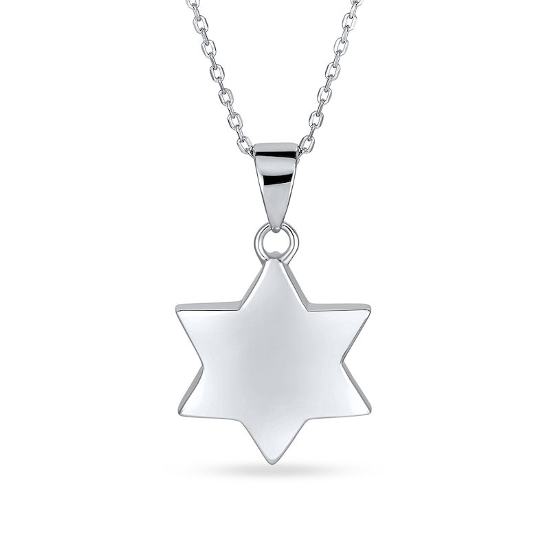 Main Image 2 of Blue Lab-Created Opal Inlay Star of David Pendant in Sterling Silver