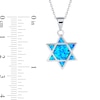 Thumbnail Image 3 of Blue Lab-Created Opal Inlay Star of David Pendant in Sterling Silver