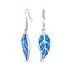 Thumbnail Image 1 of Blue Lab-Created Opal Inlay Leaf Drop Earrings in Sterling Silver