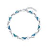 Thumbnail Image 1 of Blue Lab-Created Opal Inlay Seahorse Station Link Bracelet in Sterling Silver - 7.5"