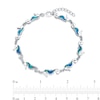 Thumbnail Image 2 of Blue Lab-Created Opal Inlay Seahorse Station Link Bracelet in Sterling Silver - 7.5"