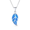 Thumbnail Image 1 of Blue Lab-Created Opal Inlay Leaf Pendant in Sterling Silver