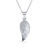 Thumbnail Image 2 of Blue Lab-Created Opal Inlay Leaf Pendant in Sterling Silver
