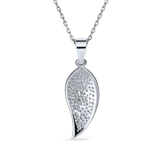 Blue Lab-Created Opal Inlay Leaf Pendant in Sterling Silver